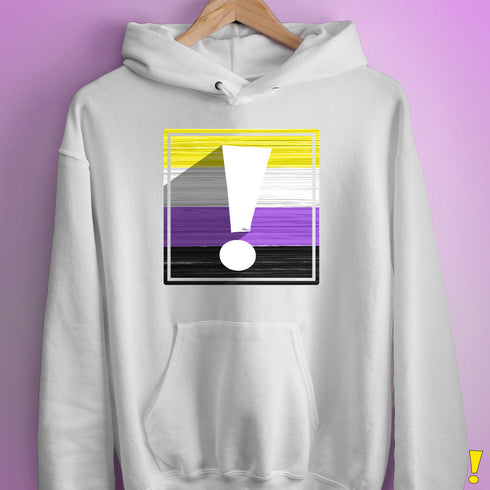 Nonbinary Pride Flag Exclamation Point Hoodie